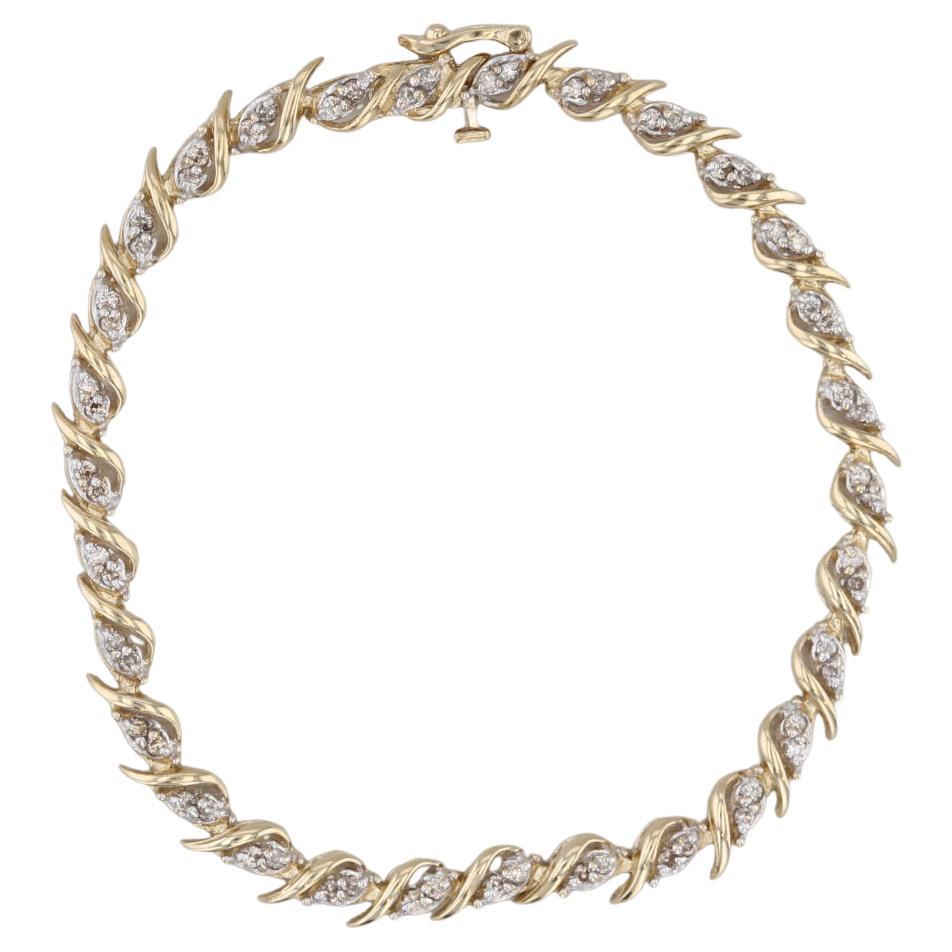 0.90ctw Diamond Tennis Bracelet 14k Yellow Gold 7" 4.7mm
