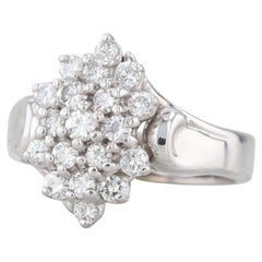 Anello a grappolo con diamanti da 0,90 carati in oro bianco 18 carati Misura 8,25 Cocktail