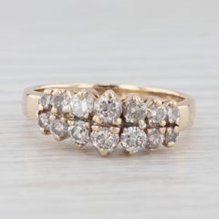 0.90ctw Diamond Tiered Pyramid Ring 10k Yellow Gold Stackable Anniversary