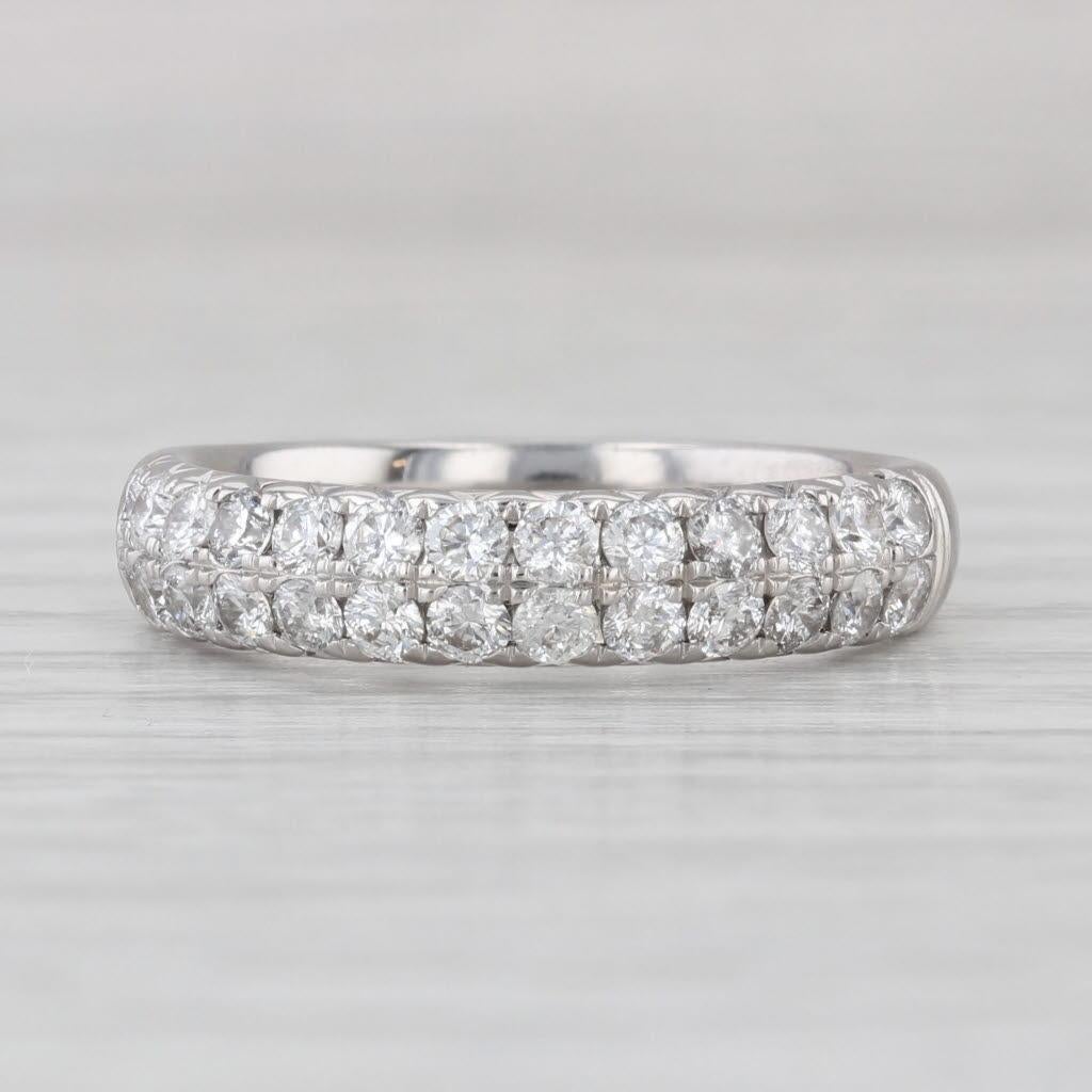 0.90ctw Diamond Wedding Anniversary Band 14k White Gold Size 7 Stackable Ring In condizioni buone in vendita a McLeansville, NC