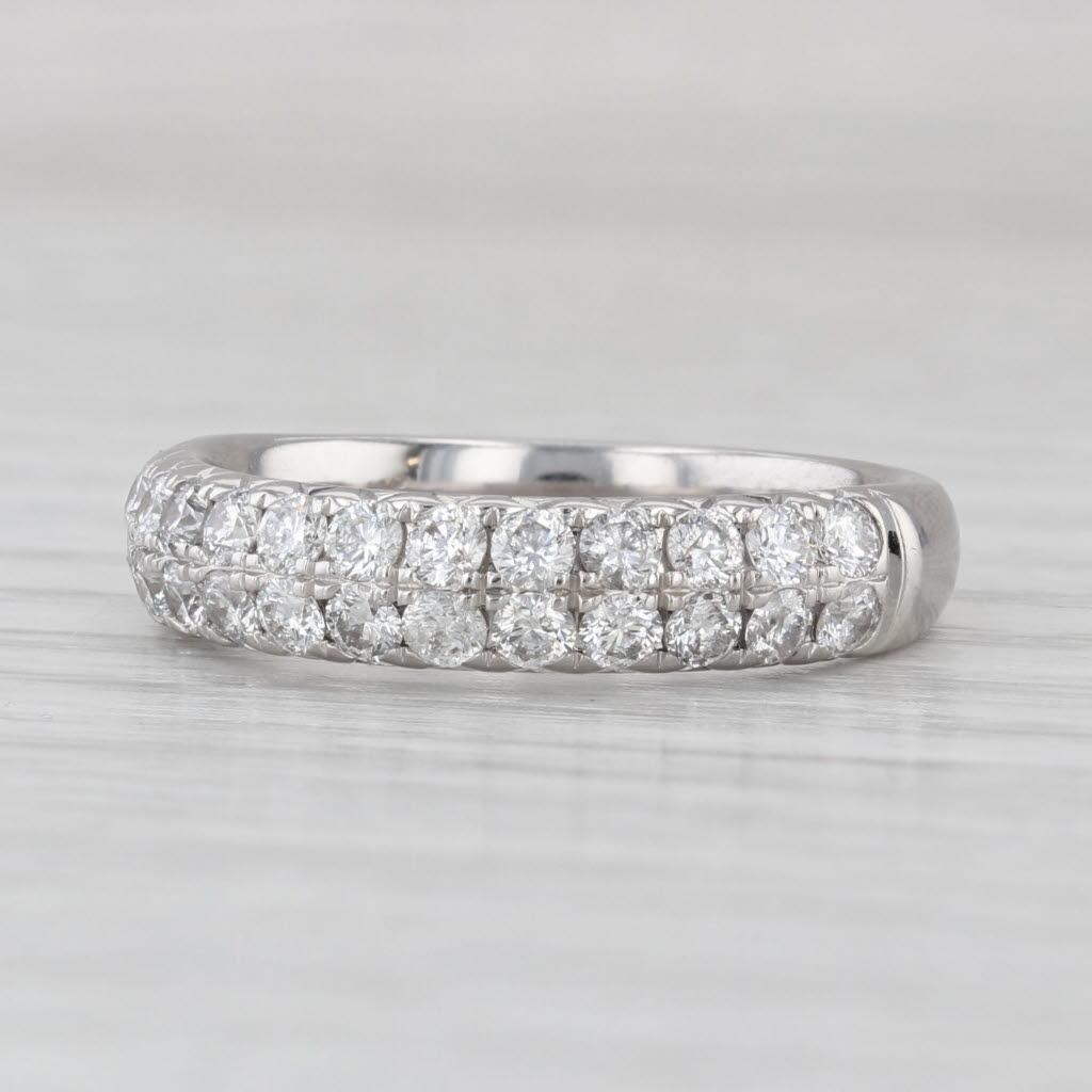 0.90ctw Diamond Wedding Anniversary Band 14k White Gold Size 7 Stackable Ring in vendita 1