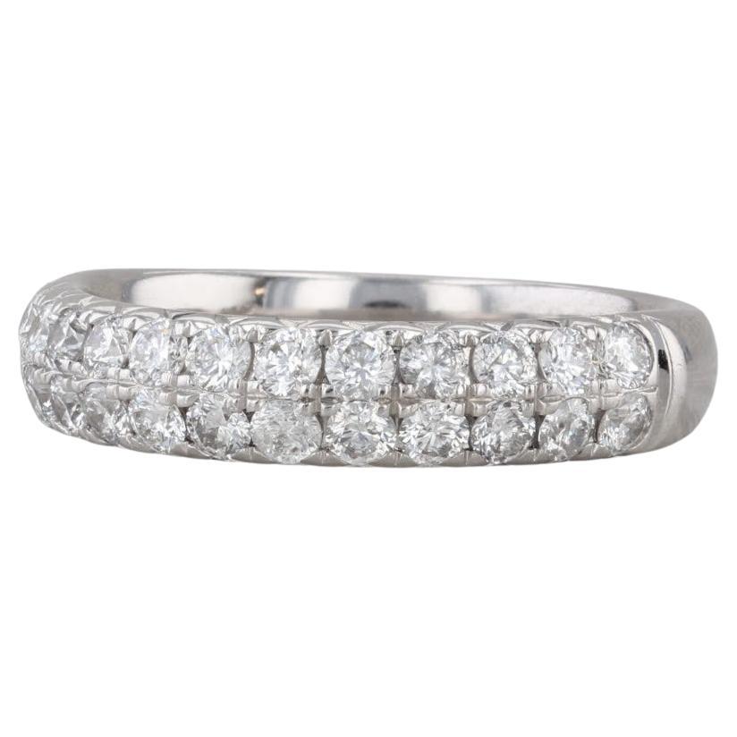 0.90ctw Diamond Wedding Anniversary Band 14k White Gold Size 7 Stackable Ring in vendita
