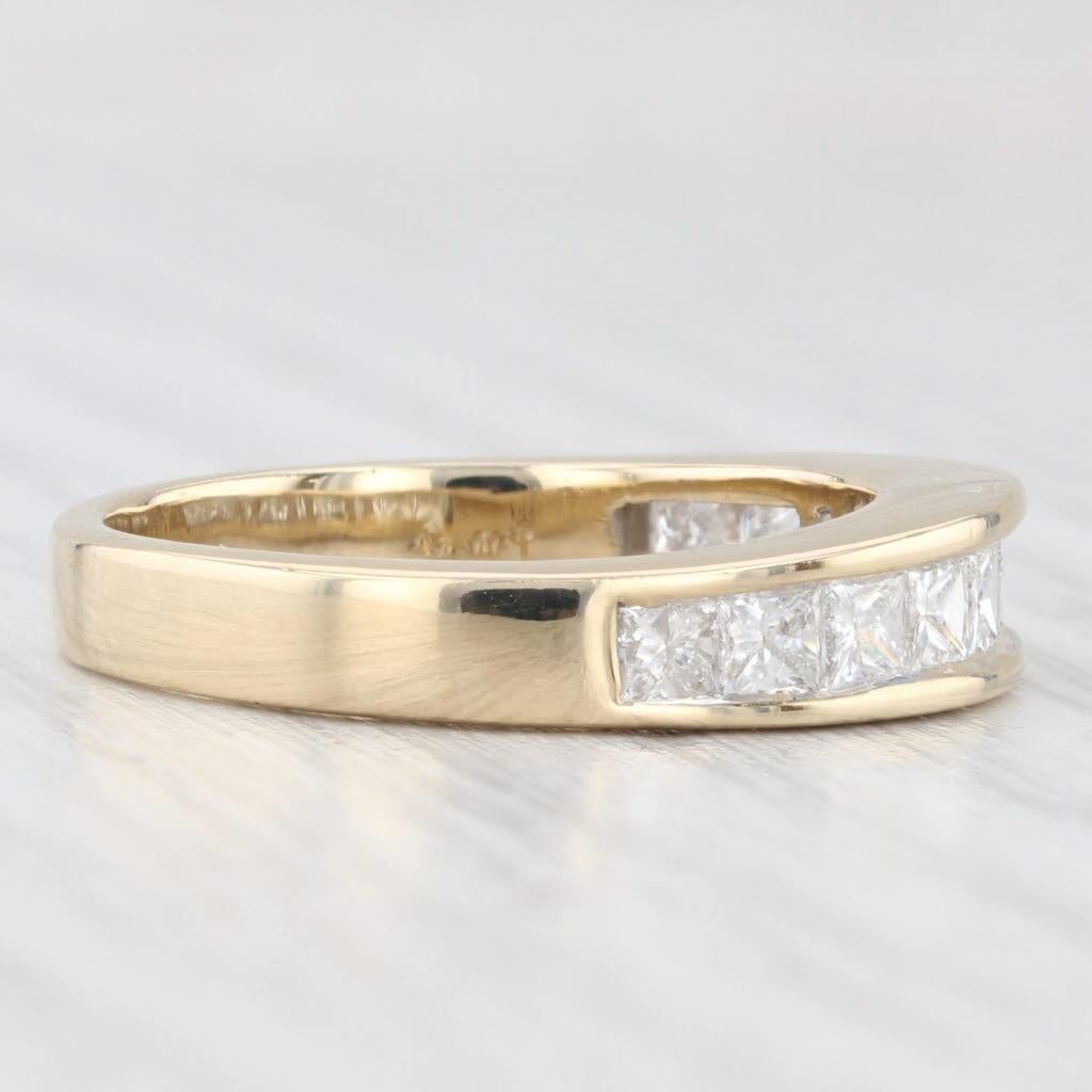 da uomo o donna Fascia nuziale con diamante da 0,90 ct. in oro giallo 14k Misura 7 Anello anniversario impilabile in vendita