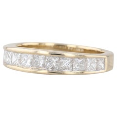 Fascia nuziale con diamante da 0,90 ct. in oro giallo 14k Misura 7 Anello anniversario impilabile