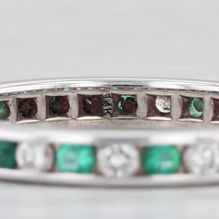 Women's 0.90ctw Emerald Diamond Eternity Band 14k White Gold Size 6.75 Wedding Ring