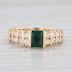 0.90ctw Emerald Diamond Ring 14k Yellow Gold Size 6.75 Tiered Pyramid