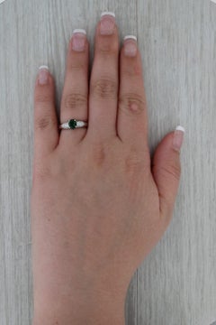 0.90ctw Green Tsavorite Garnet Diamond Ring 18k White Gold Size 6.75