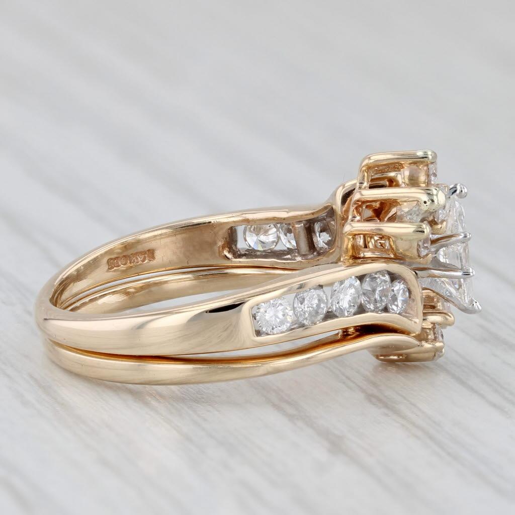 0.90ctw Marquise Diamond Engagement Ring Wedding Band Bridal Set 14k Gold Sz 5.5 1
