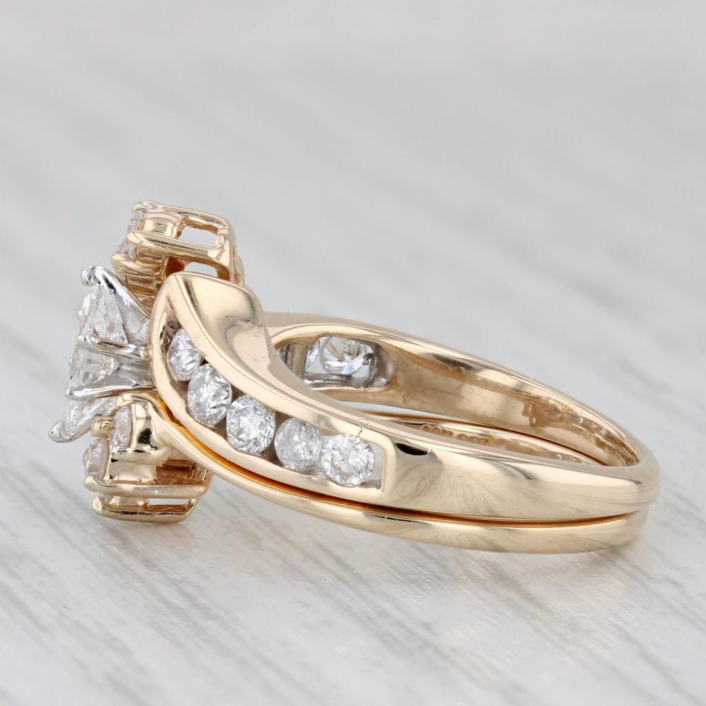 0.90ctw Marquise Diamond Engagement Ring Wedding Band Bridal Set 14k Gold Sz 5.5 4