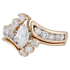 0.90ctw Marquise Diamond Engagement Ring Wedding Band Bridal Set 14k Gold Sz 5.5