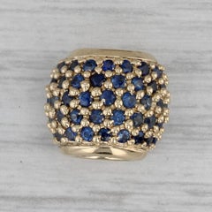 0.90ctw Pave Blue Sapphire Bead Charm 14k Yellow Gold Slide