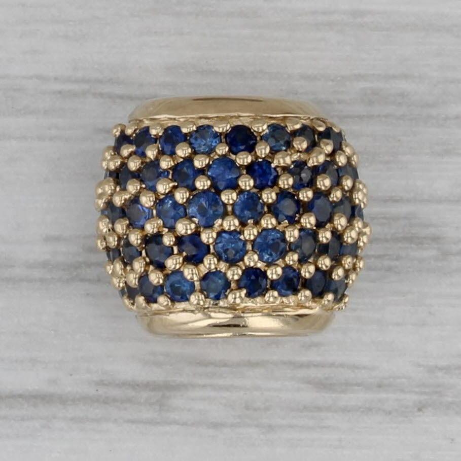 0.90ctw Pave Blue Sapphire Bead Charm 14k Yellow Gold Slide 1