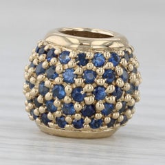 0.90ctw Pave Blue Sapphire Bead Charm 14k Yellow Gold Slide