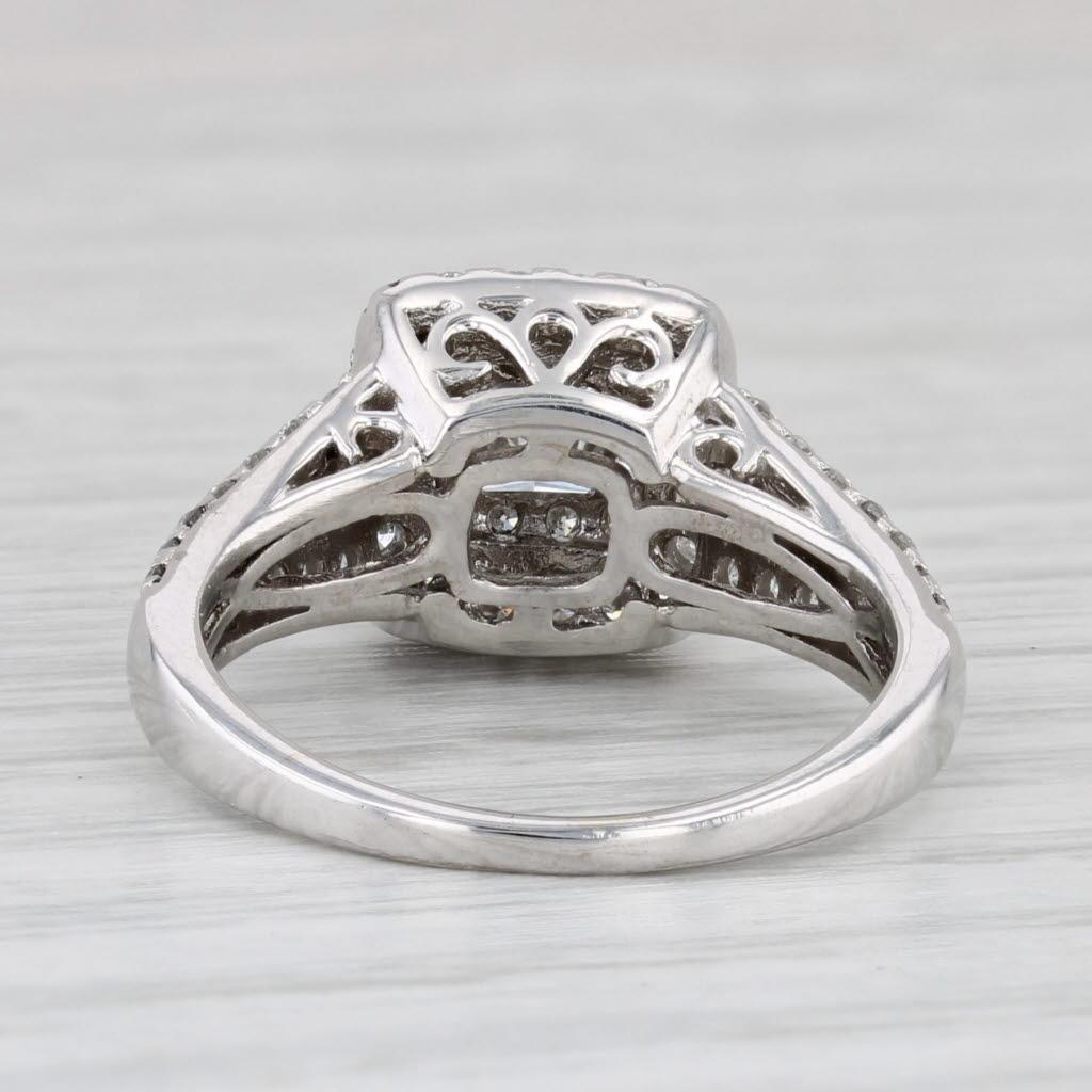 Princess Cut 0.90ctw Princess Diamond Halo Engagement Ring 14k White Gold Size 5.5