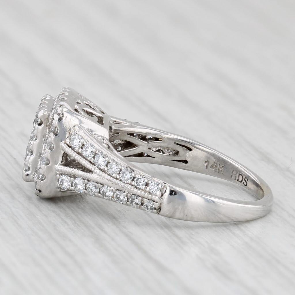 Women's 0.90ctw Princess Diamond Halo Engagement Ring 14k White Gold Size 5.5