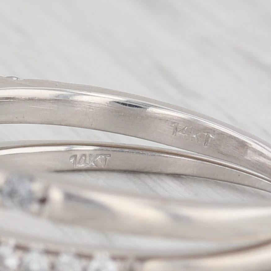 0.90ctw Princess Diamond Halo Engagement Ring Wedding Band 14k White Gold Size 6 For Sale 1