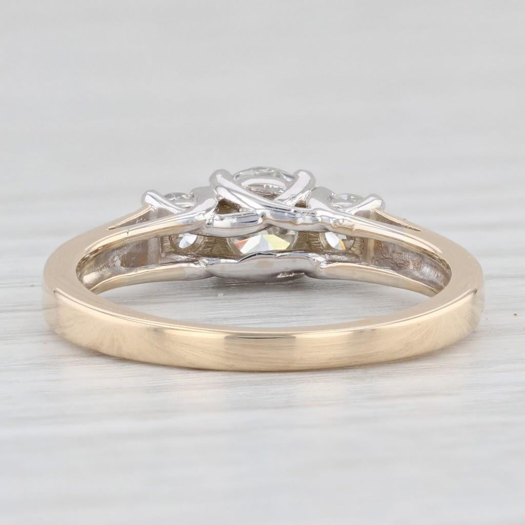 Anello di fidanzamento a 3 pietre rotonde da 0,90ctw in oro giallo 14k, misura 6,75 In condizioni buone a McLeansville, NC