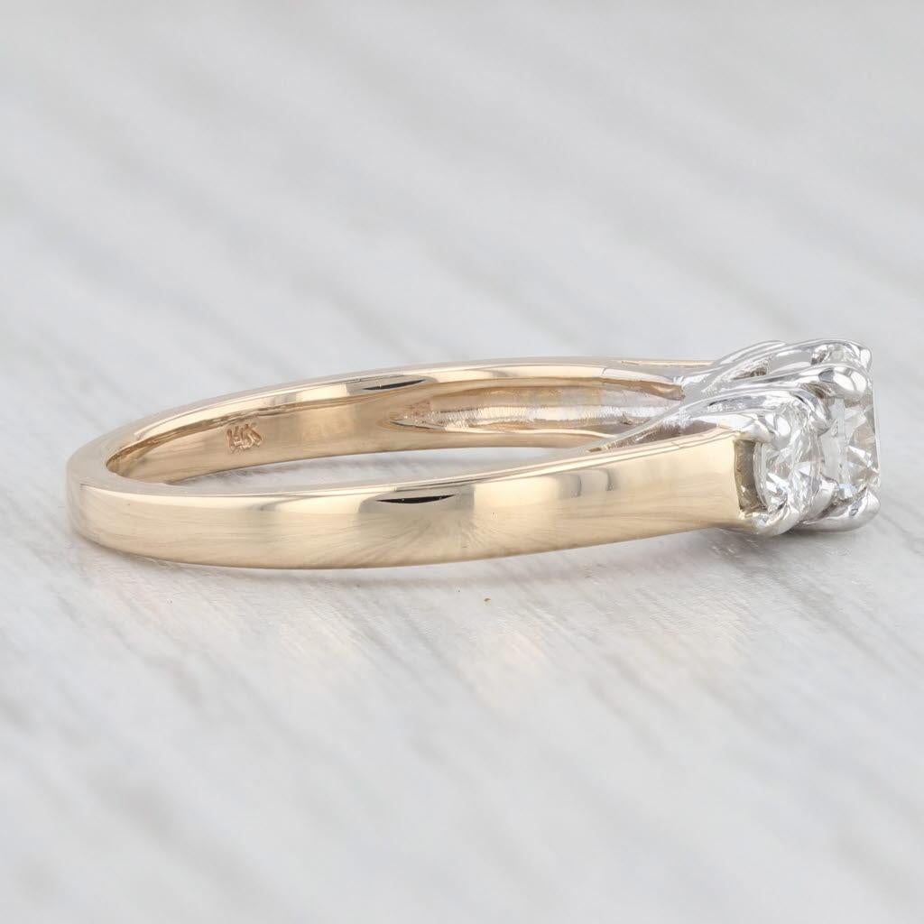 Anello di fidanzamento a 3 pietre rotonde da 0,90ctw in oro giallo 14k, misura 6,75 1