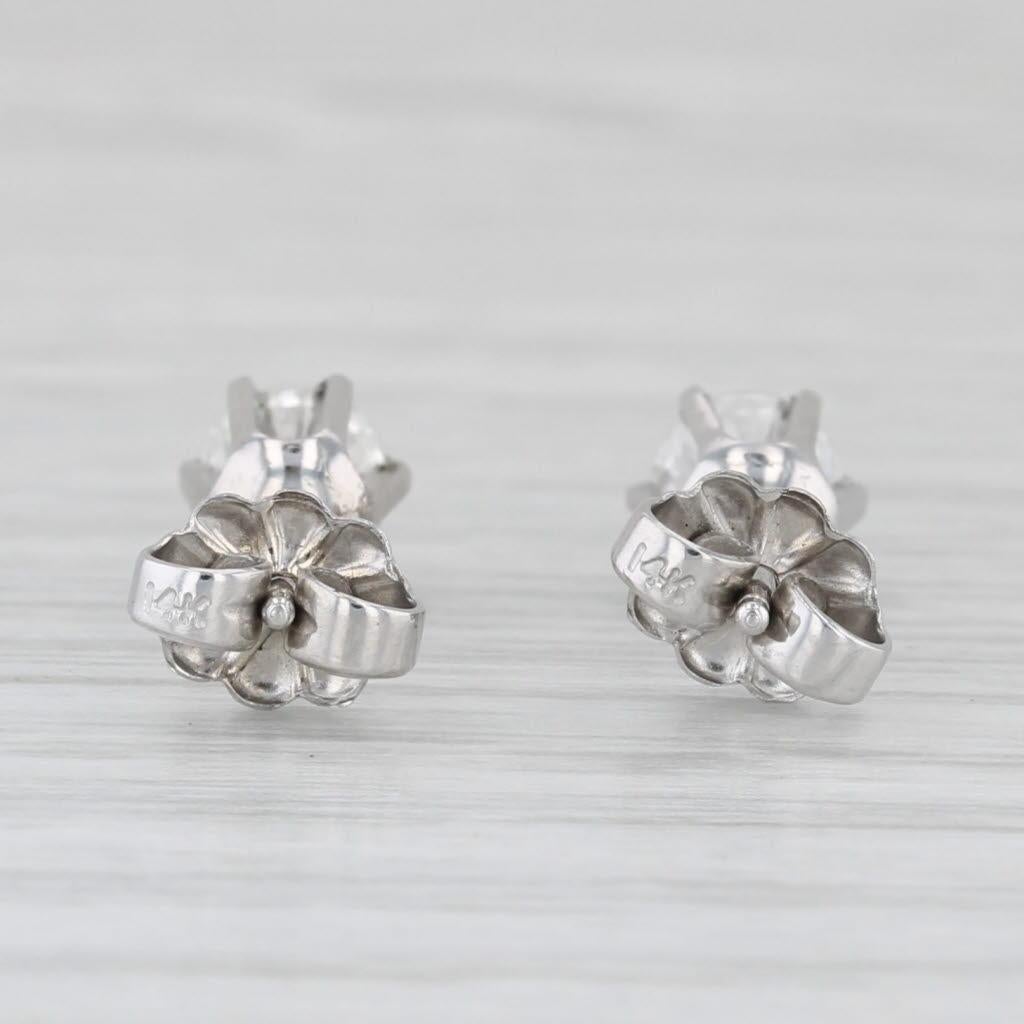 Women's 0.90ctw Round Diamond Solitaire Stud Earrings 14k White Gold For Sale
