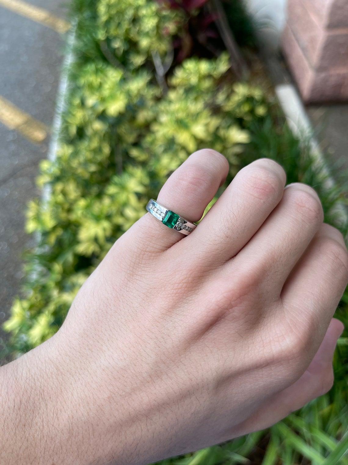 mens emerald wedding ring