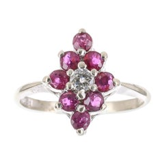Anello da cocktail con rubino naturale e diamante vintage da 0,90tcw 14K