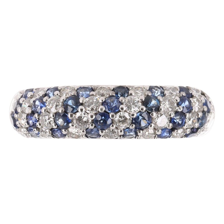 0,90tcw 14K natürlicher Saphir & Diamant Cluster-Ringband im Angebot