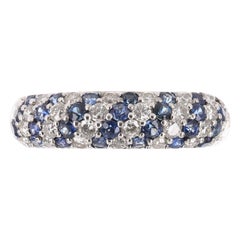 0,90tcw 14K natürlicher Saphir & Diamant Cluster-Ringband