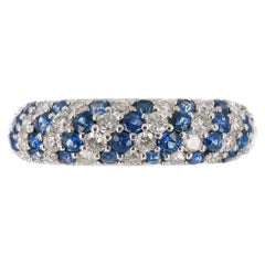 Anello a grappolo con zaffiro naturale e diamante da 0,90tcw 14K