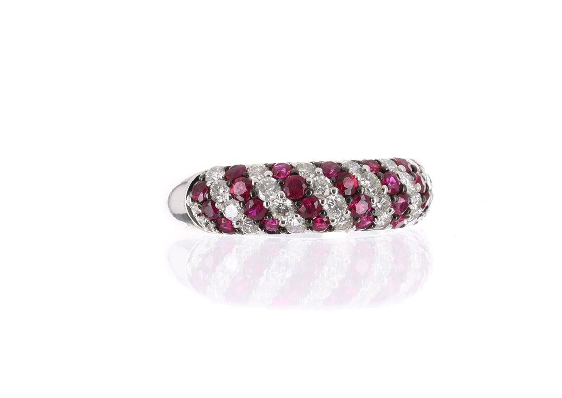Romantic 0.90tcw 14K Ruby & Diamond Stacking Ring Band For Sale