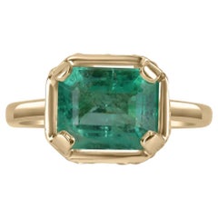 0.90tcw 18K Colombian Emerald-Emerald Cut & Diamond Accent Engagement Ring