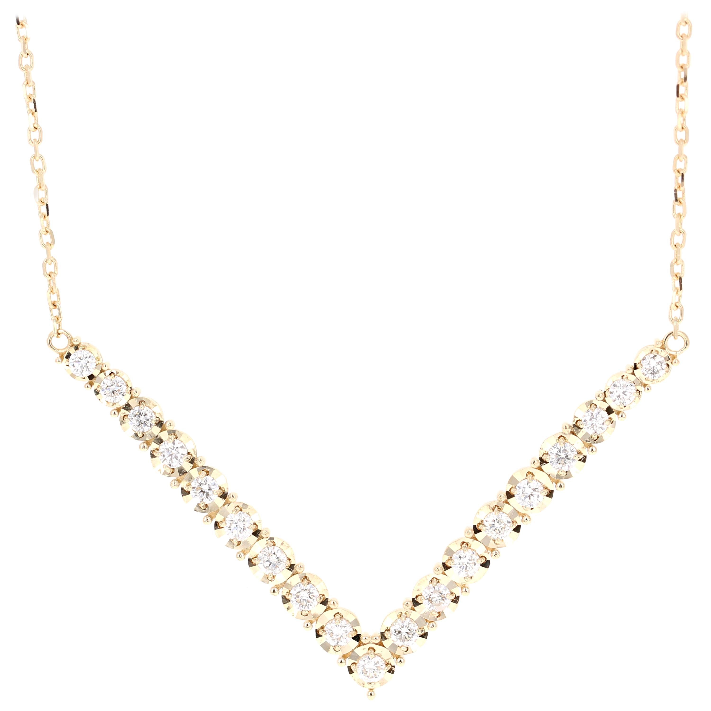 Diamond Chain Necklace 14 Karat Yellow Gold