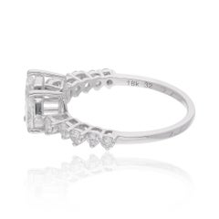 0.91 Carat Diamond Open Band Engagement Ring 18k Solid White Gold Fine Jewelry