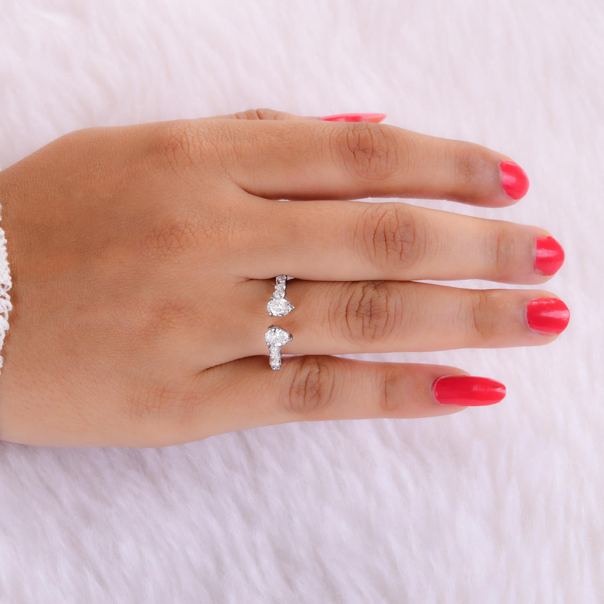 in vendita:  Anello di fidanzamento a fascia aperta con diamante da 0,91 carati in oro bianco massiccio 18k Gioielli di pregio 3