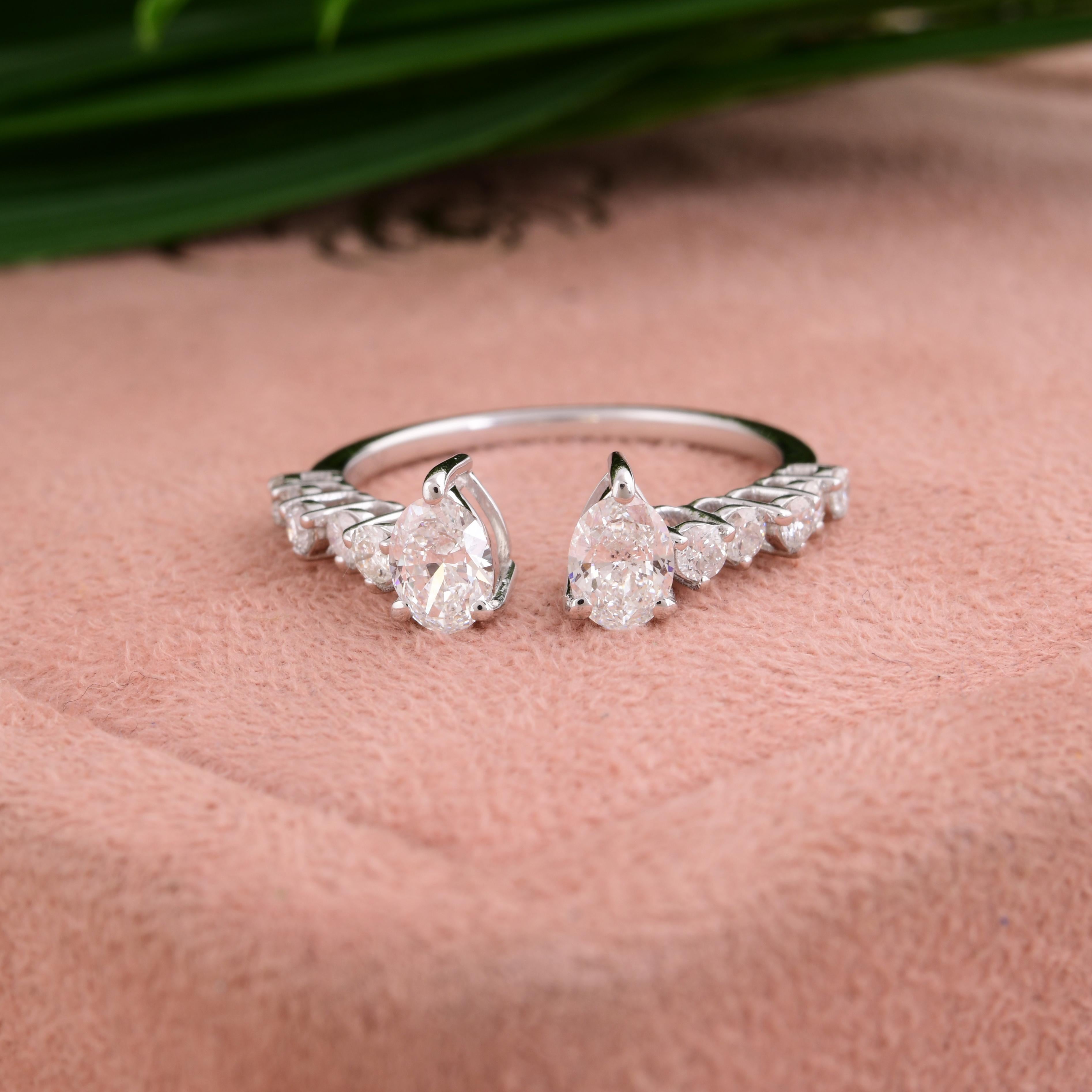 in vendita:  Anello di fidanzamento a fascia aperta con diamante da 0,91 carati in oro bianco massiccio 18k Gioielli di pregio 4