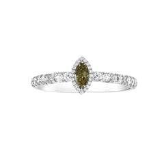 0.91 carat Fancy Grayish Yellowish Green Chameleon Diamond White Gold 18K Ring