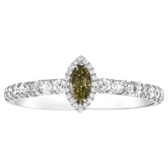 0.91 carat Fancy Grayish Yellowish Green Chameleon Diamond White Gold 18K Ring