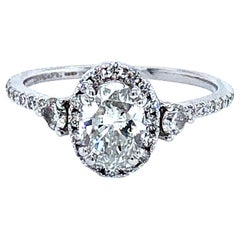 0.91 Carat G Si2 GIA Oval Diamond Engagement Ring 14 Karat Gold