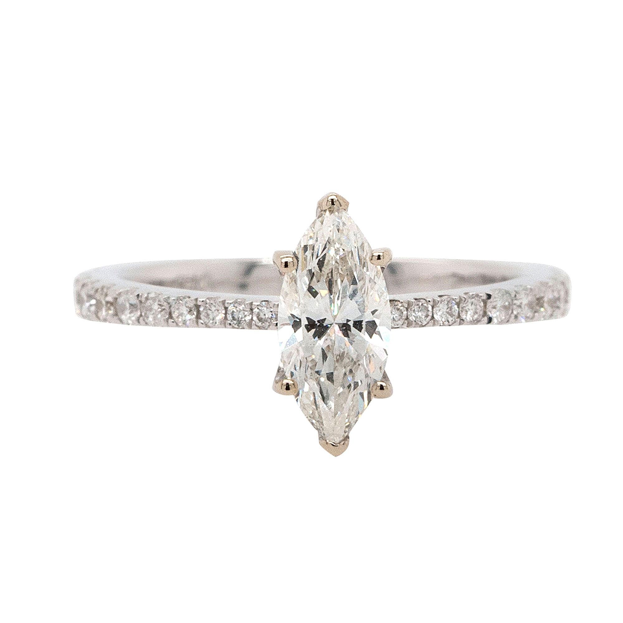 0.91 Carat Marquise Cut GIA Diamond Engagement Ring For Sale 1