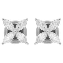 Orecchini a perno con diamante marquise da 0,91 carati in oro bianco 14 carati