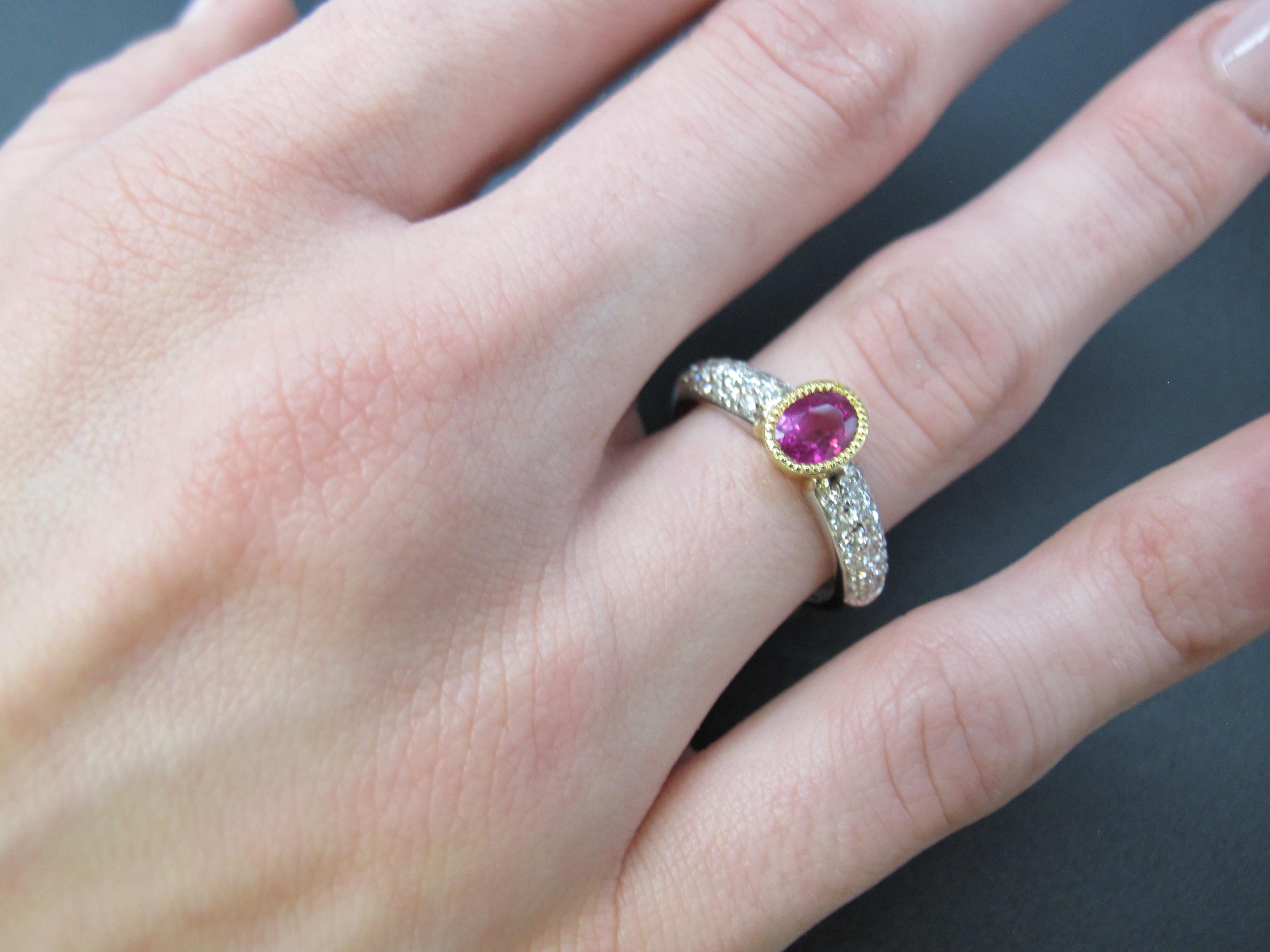 .91 Carat Burmese Ruby and Diamond Pave Engagement Ring in 18k Gold  2