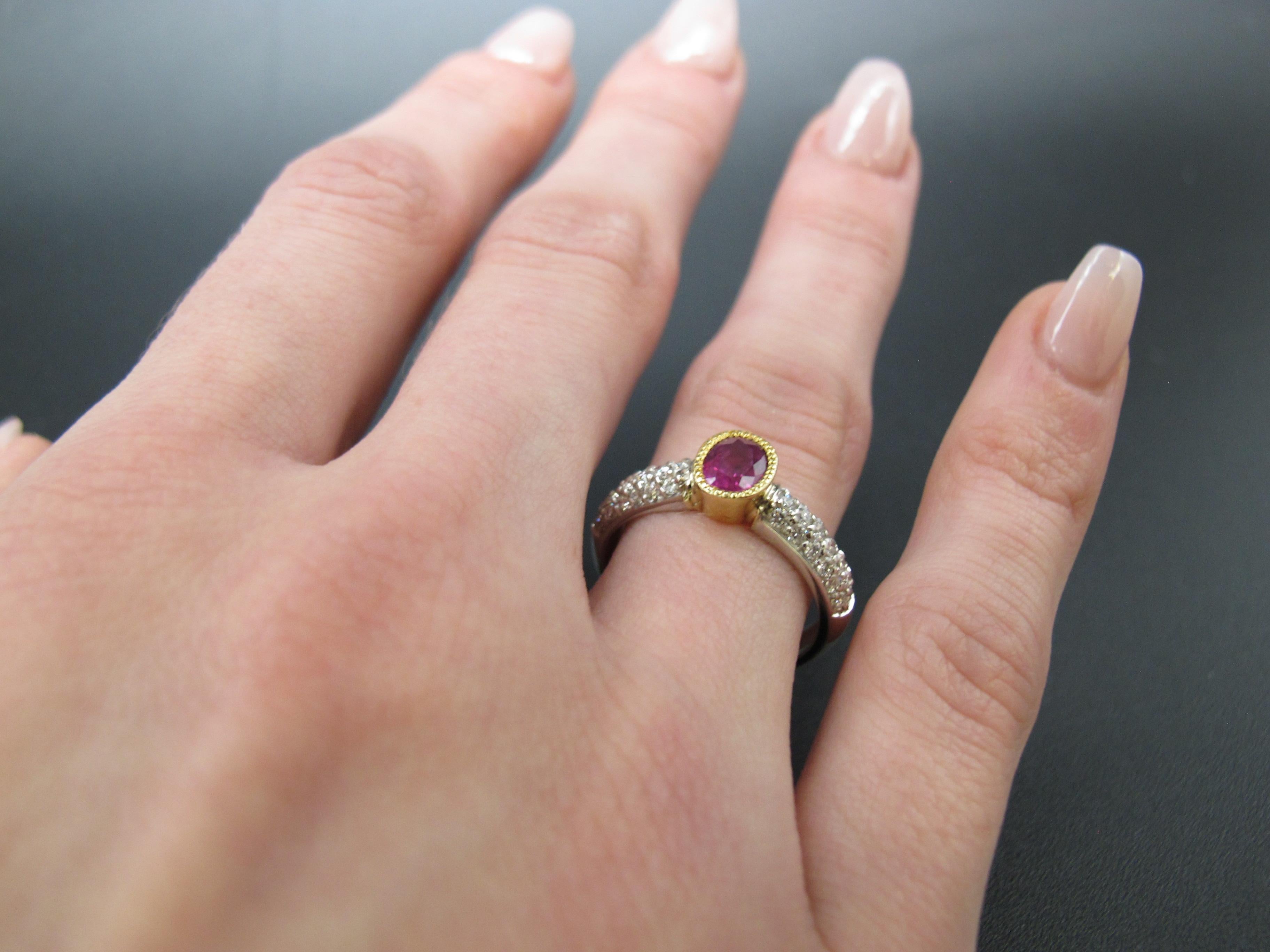 .91 Carat Burmese Ruby and Diamond Pave Engagement Ring in 18k Gold  3