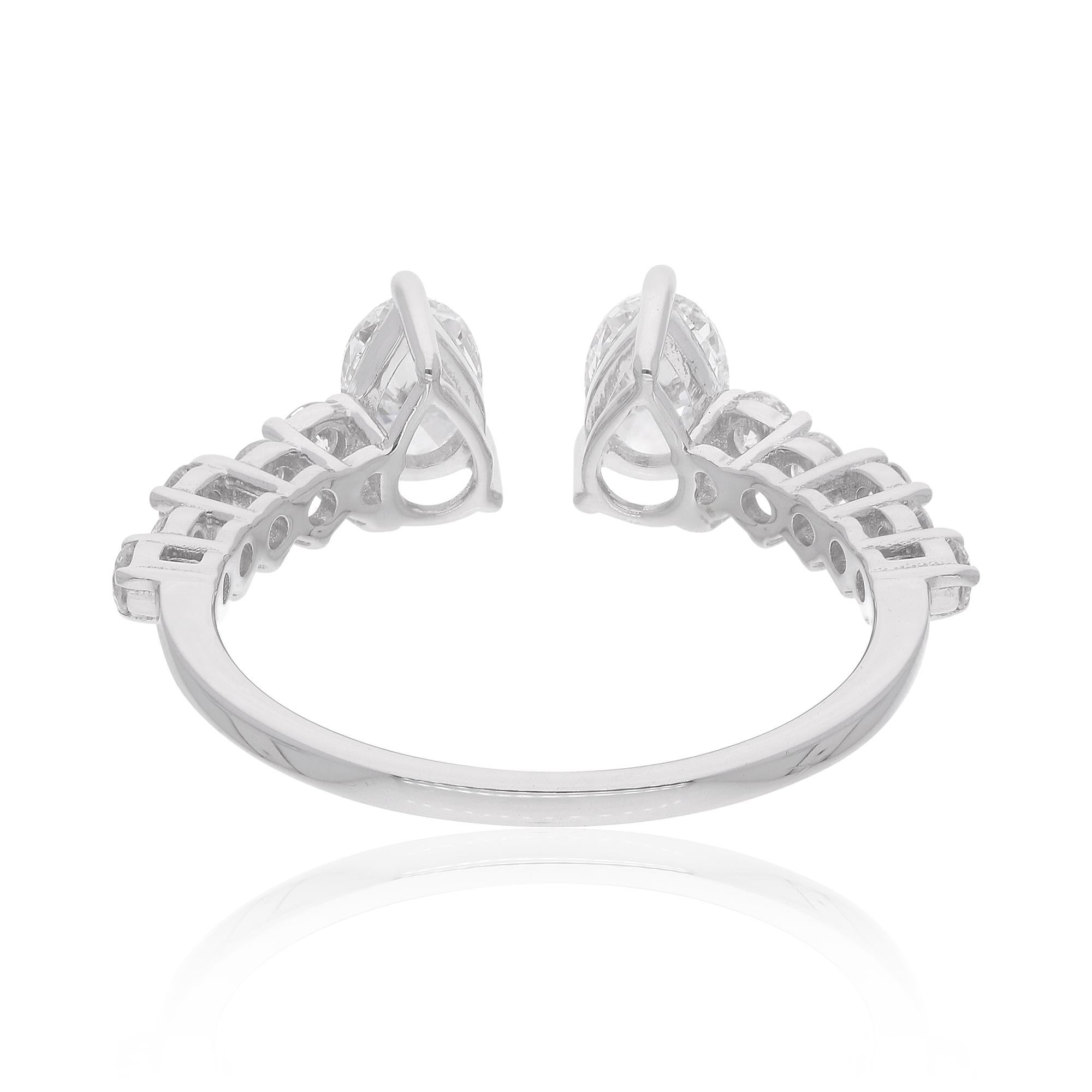 The cuff ring design features an open-ended band that can be adjusted to fit comfortably on the finger. This design adds a modern and edgy twist to the traditional ring style.

Item Code :- SER-23900B
Gross Wt. :- 2.27 gm
18k White Gold Wt. :- 2.09