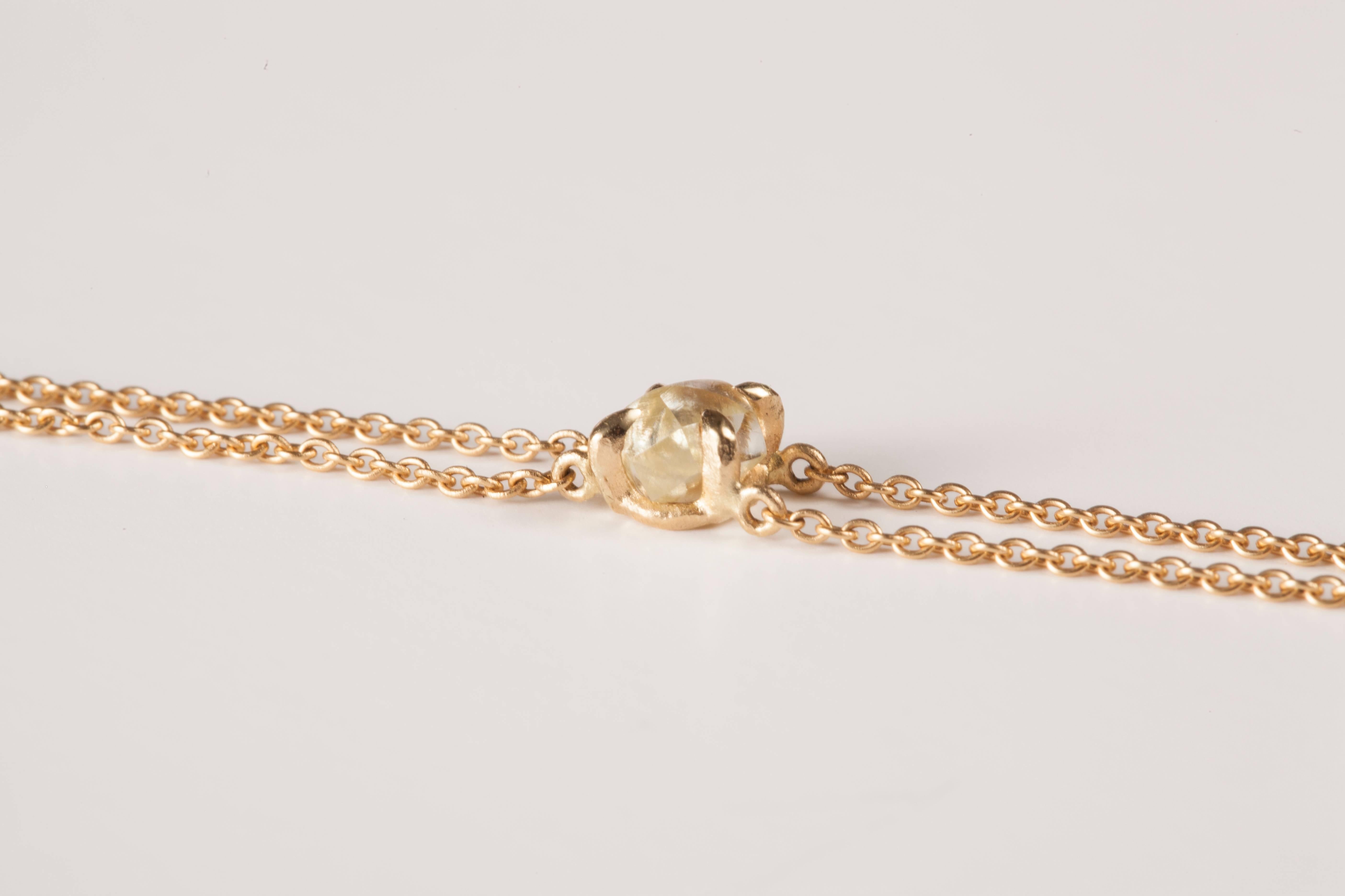 Contemporary 0.91 Carat Rough White Diamond Gold Chain Bracelet For Sale