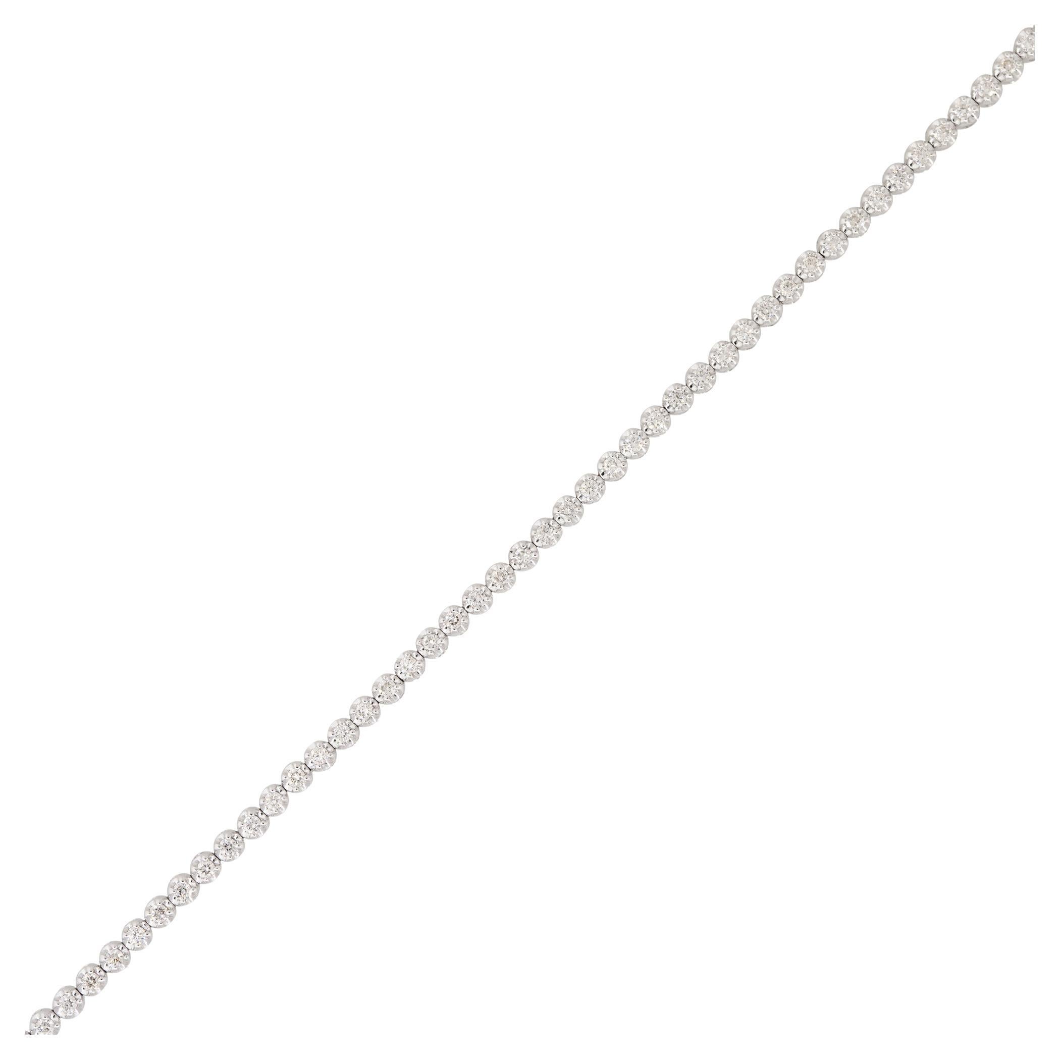 0.91 Carat Round Brilliant Diamond Tennis Bracelet 14 Karat In Stock For Sale