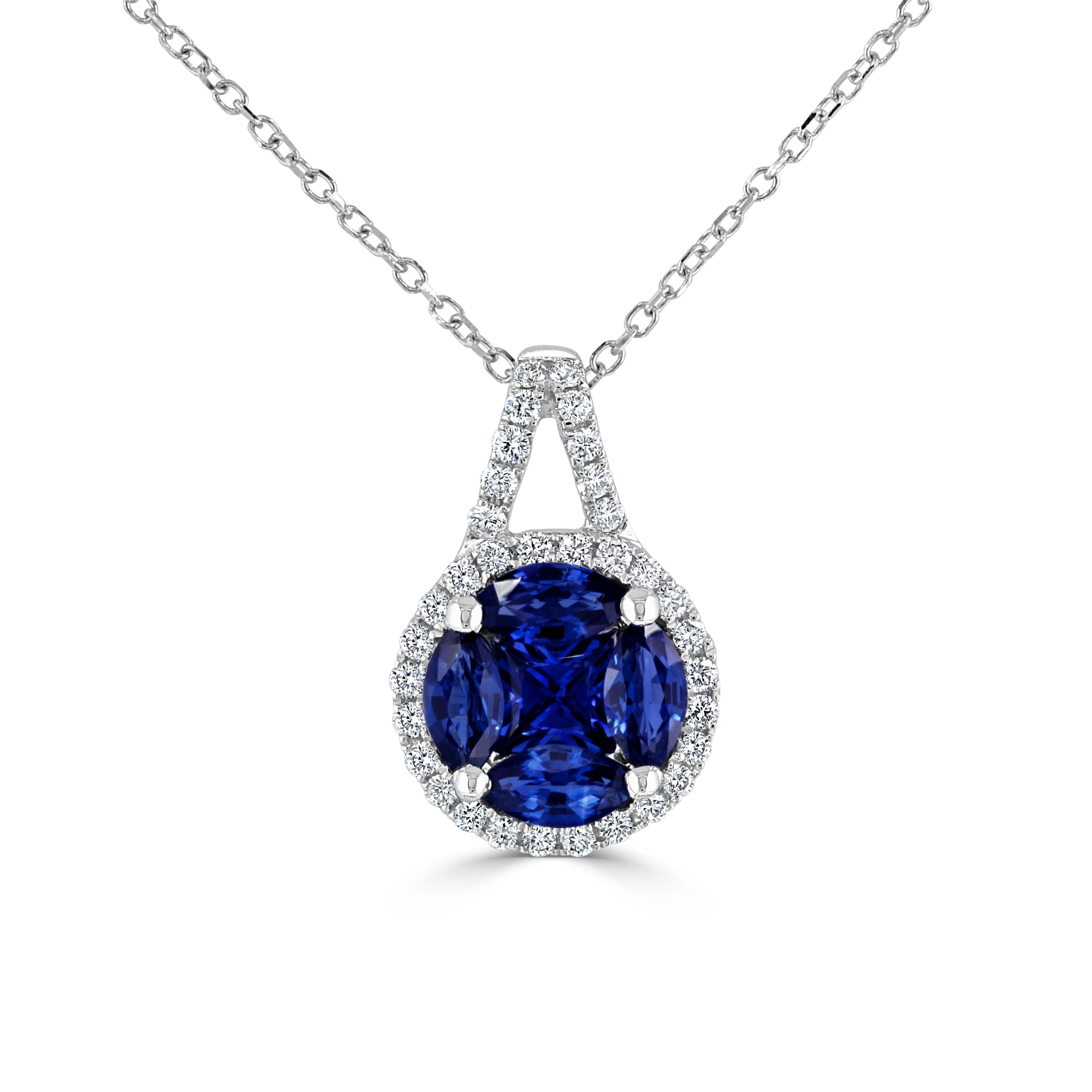 0.91 Carat Sapphire and 0.16 Carat Diamond Drop Pendant ref2038 In New Condition For Sale In New York, NY