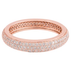 Antique 0.91 Carat SI Clarity HI Color Diamond Pave Band Ring 14 Karat Rose Gold Jewelry