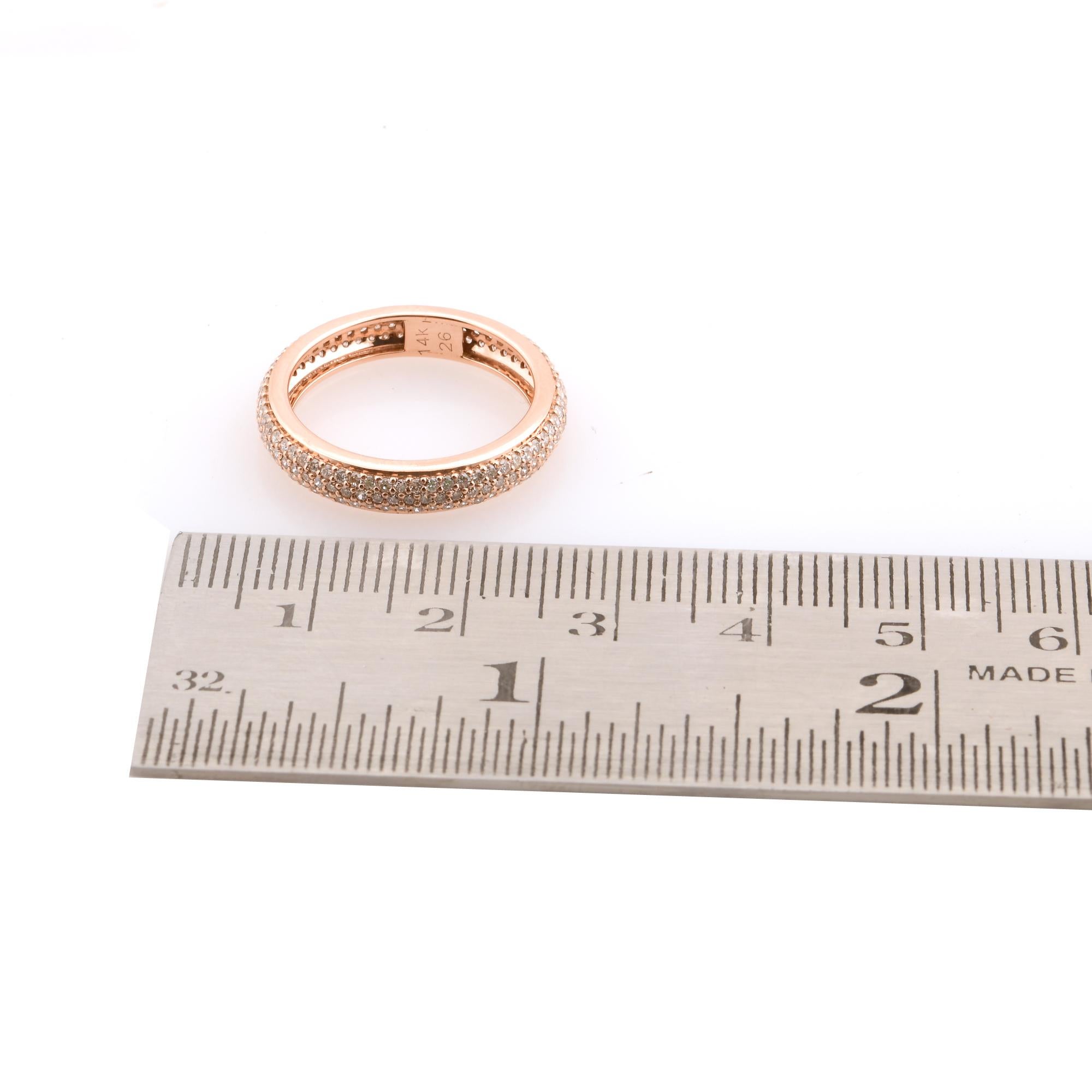 0,91 quilates SI/H Diamante talla brillante redondo Anillo ancho Oro rosa 14 quilates en Nuevo estado para la venta en Diera, Dubai
