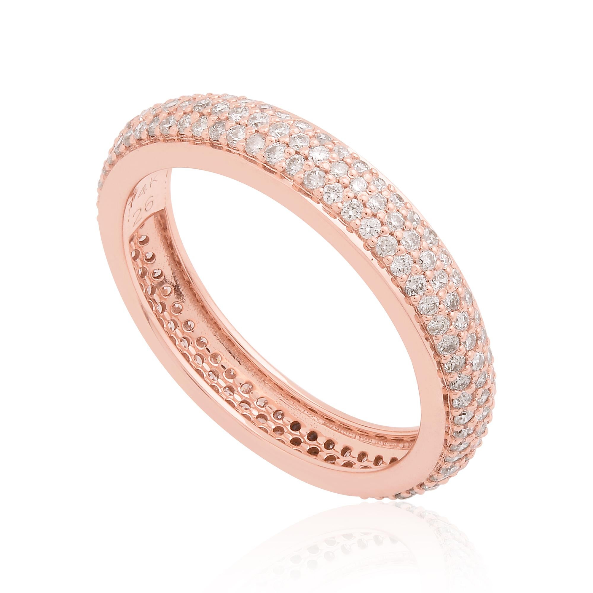 De las mujeres 0,91 quilates SI/H Diamante talla brillante redondo Anillo ancho Oro rosa 14 quilates en venta