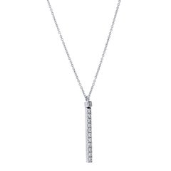 0.91 Carat Vertical Princess Cut Diamond Bar Pendant Necklace