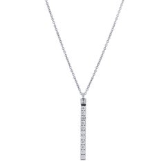 0.91 Carat Vertical Princess Cut Diamond Bar Pendant Necklace